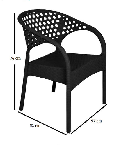 Outdoor set: 4 chairs + table - Plastic - Black