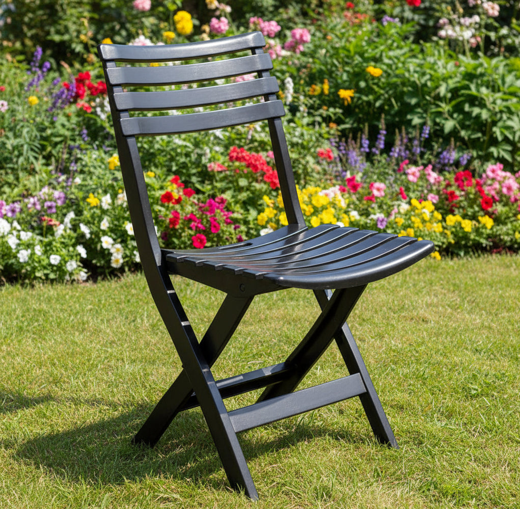 Outdoor set: 2 chairs + table - Plastic - Black.