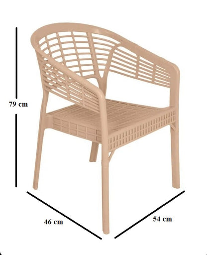 Outdoor set: 4 chairs + table - Plastic - Beige