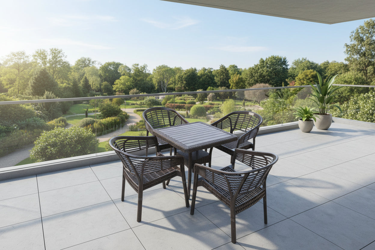 Outdoor set: 4 chairs + table - Plastic - Black