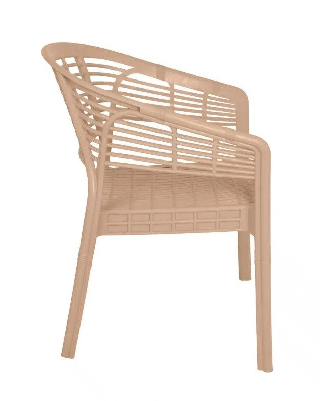 Outdoor set: 4 chairs + table - Plastic - Beige