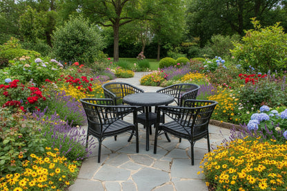 Outdoor set: 4 chairs + table - Plastic - Black
