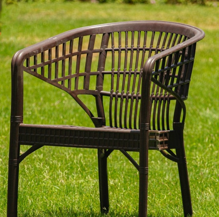 Outdoor set: 4 chairs + table - Plastic - Brown