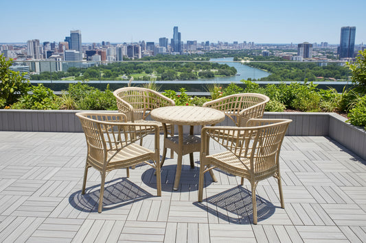 Outdoor set: 4 chairs + table - Plastic - Beige