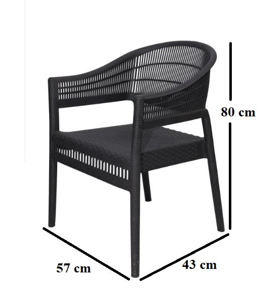 Outdoor set: 4 chairs + table - Plastic - Black