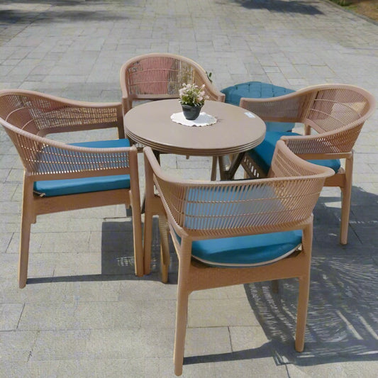 Outdoor set: 4 chairs + table - Plastic - Beige