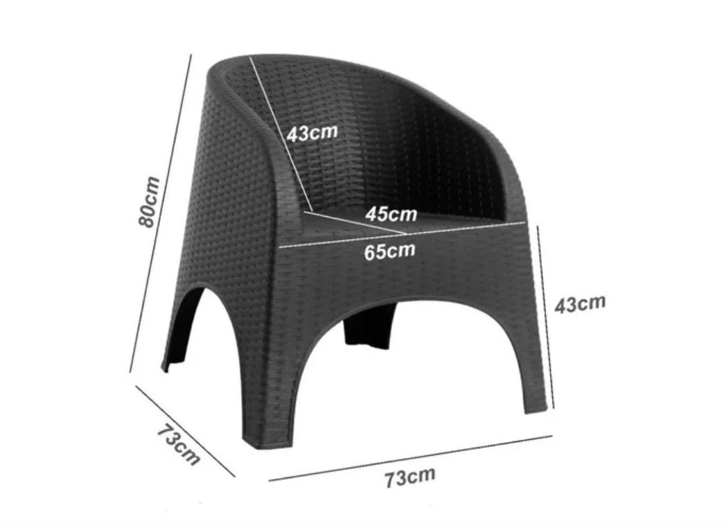 Outdoor set: 4 chairs + table - Plastic - Black.