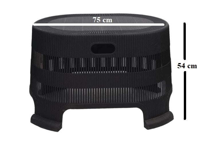 Outdoor set: 4 chairs + table - Plastic - Black