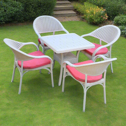 Outdoor set: 4 chairs + table - Plastic - White