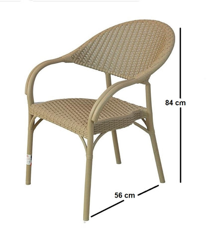 Outdoor set: 4 chairs + table - Plastic - Beige
