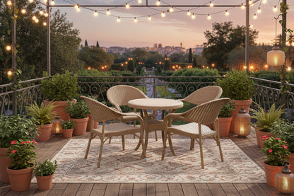 Outdoor set: 4 chairs + table - Plastic - Beige