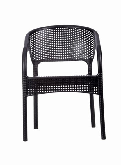 Outdoor set: 4 chairs + table - Plastic - Black