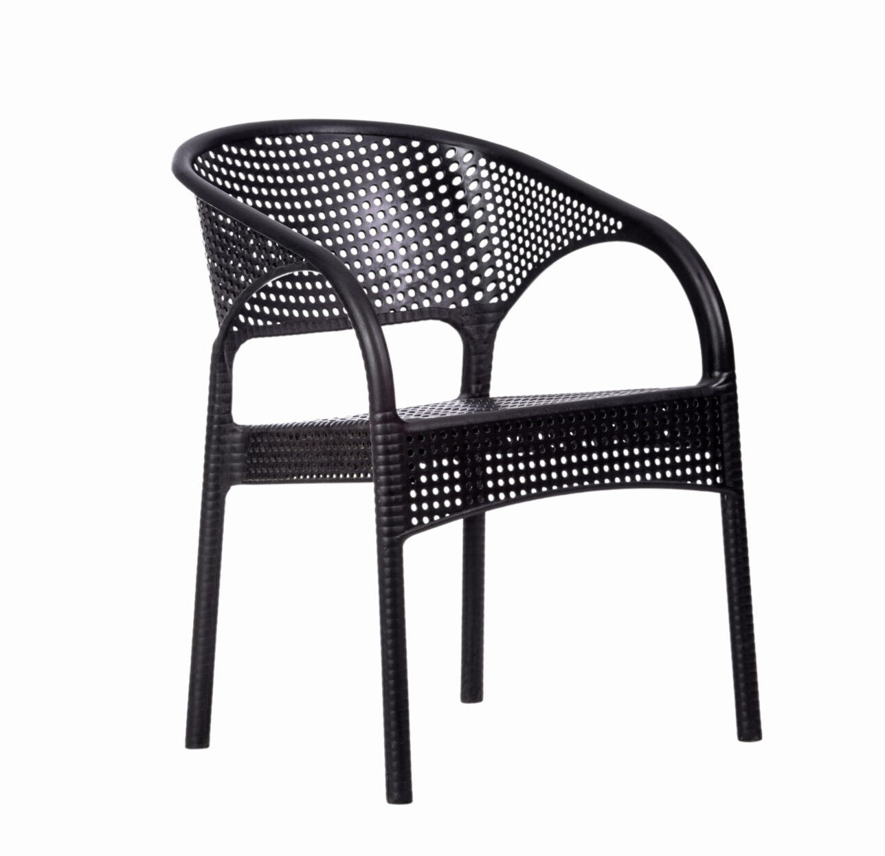 Outdoor set: 4 chairs + table - Plastic - Black