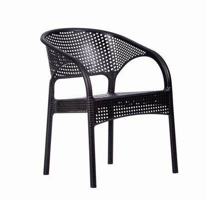 Outdoor set: 4 chairs + table - Plastic - Black