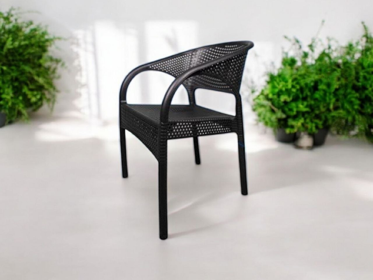 Outdoor set: 4 chairs + table - Plastic - Black