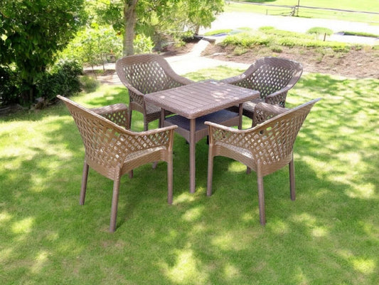 Outdoor set: 4 chairs + table - Plastic - Beige