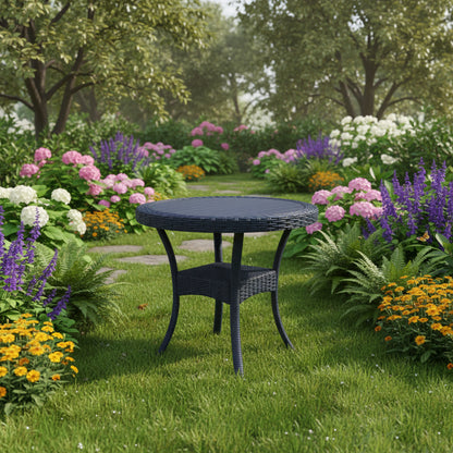 Outdoor set: 4 chairs + table - Plastic - Black