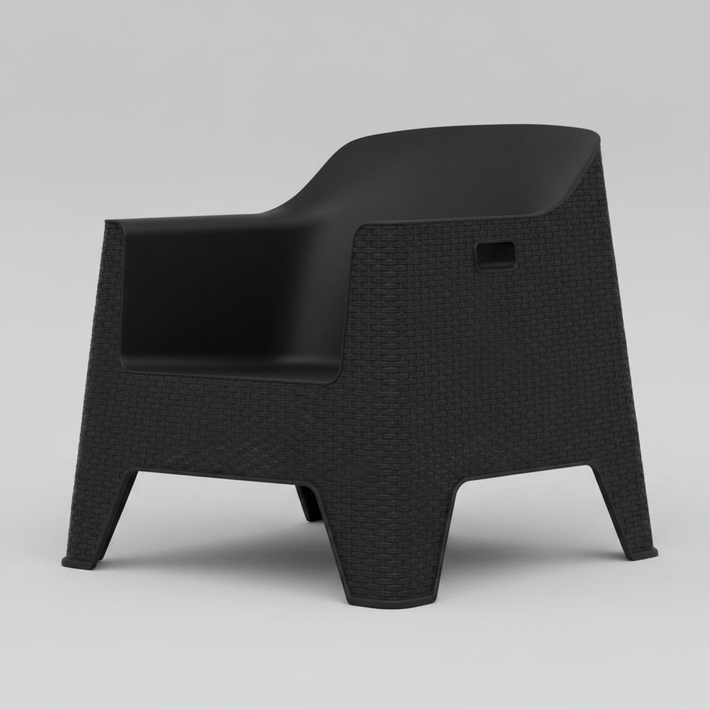 Outdoor set: 4 chairs + table - Plastic - Black