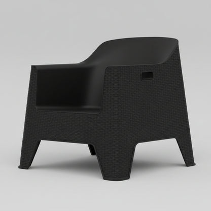 Outdoor set: 4 chairs + table - Plastic - Black