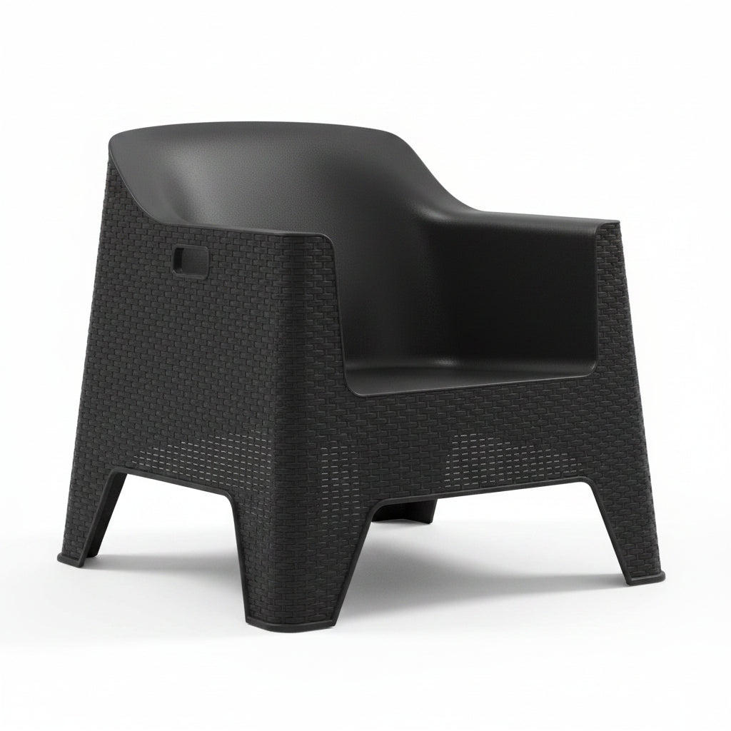 Outdoor set: 4 chairs + table - Plastic - Black