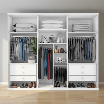 Wardrobe  - MDF Wood - White - 240x200x50 cm