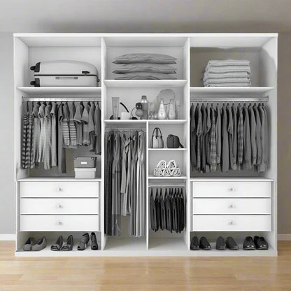 Wardrobe  - MDF Wood - White - 240x200x50 cm