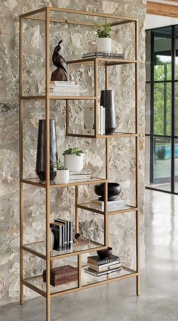 Display Unit - Steel - Glass - Gold - 80x30x200 cm - Cataloug