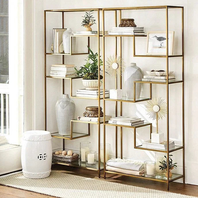 Display Unit - Steel - Glass - Gold - 200x30x200 cm - Cataloug