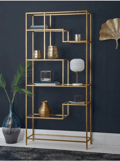 Display Unit - Steel - Glass - Gold - 80x30x200 cm - Cataloug