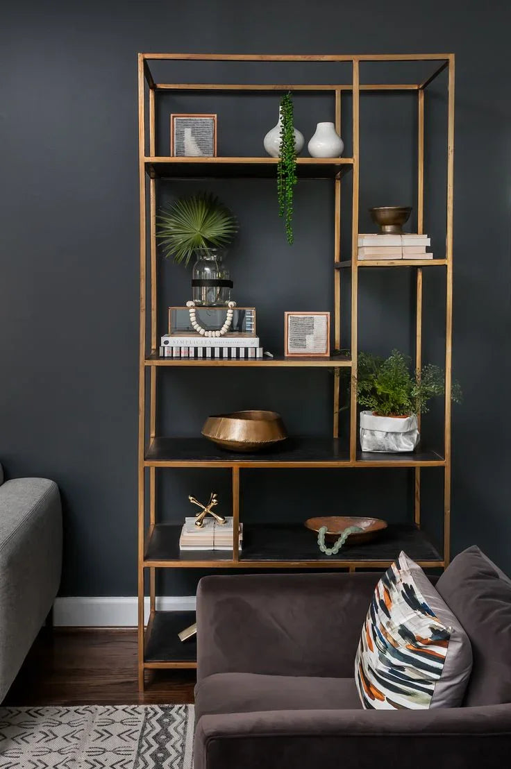 Display Unit - Steel - MDF - Gold - 90x30x200 cm - Cataloug