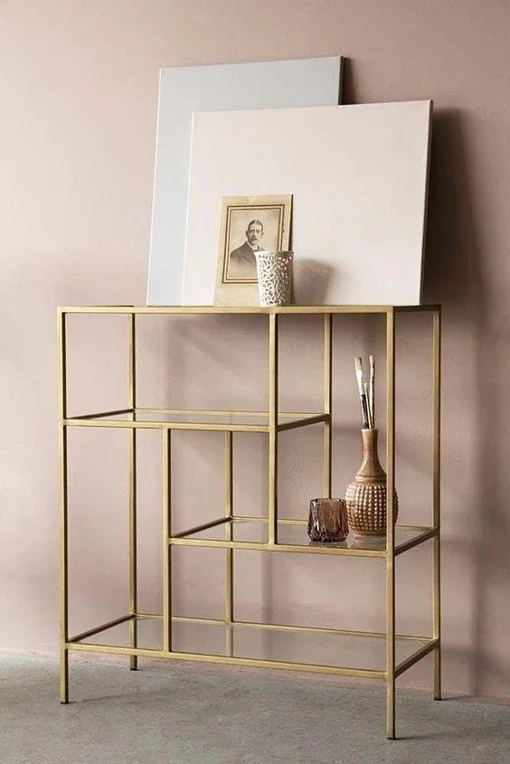 Display Unit - Steel - Glass - Gold - 90x30x120 cm - Cataloug