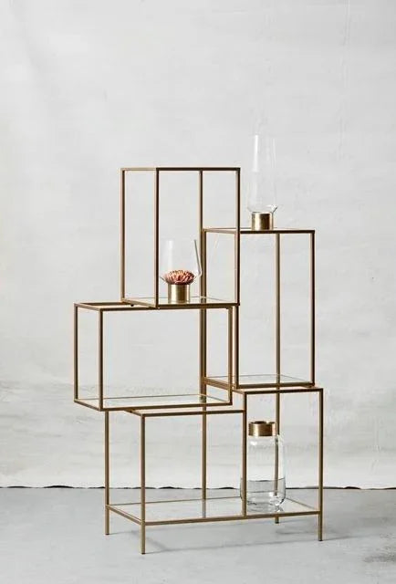 Display Unit - Steel - Glass - Gold - 80x30x140 cm - Cataloug