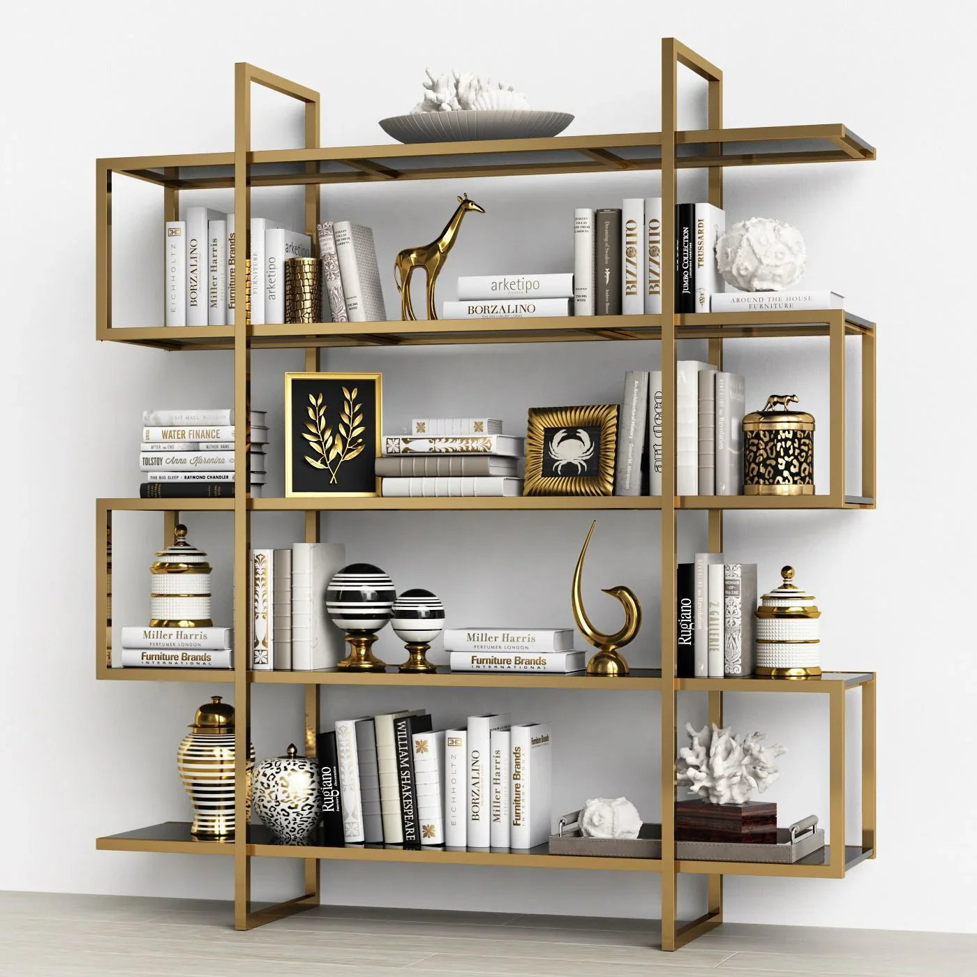 Display Unit - Steel - Glass - Gold - 160x30x200 cm - Cataloug