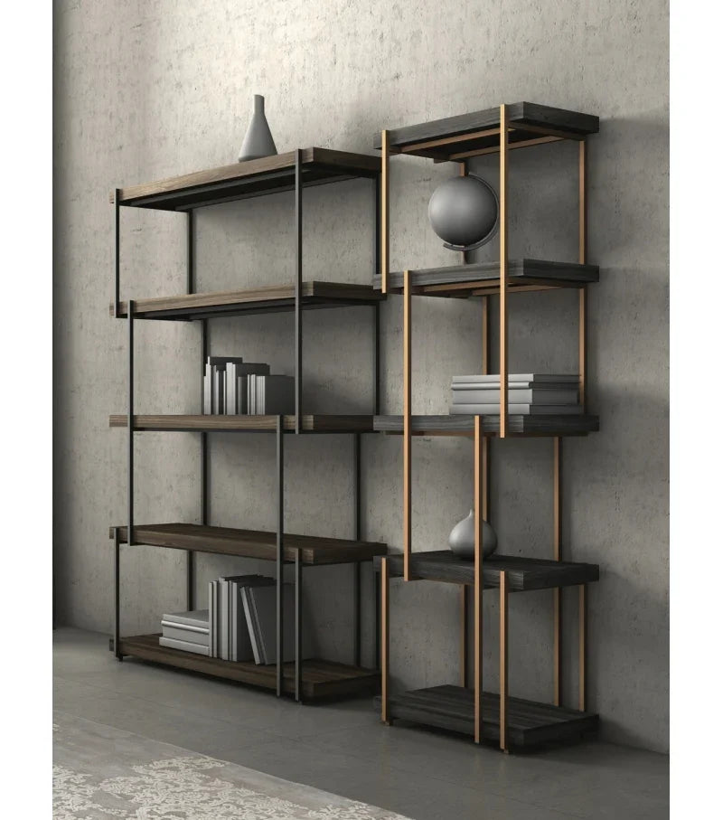 Display Unit - Steel - MDF - Black & Gold - 150x30x180 cm - Cataloug