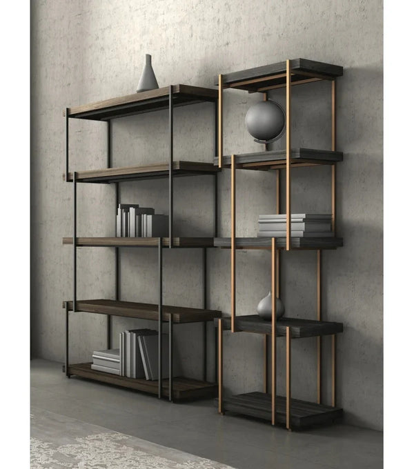 Display Unit - Steel - MDF - Black & Gold - 150x30x180 cm - Cataloug