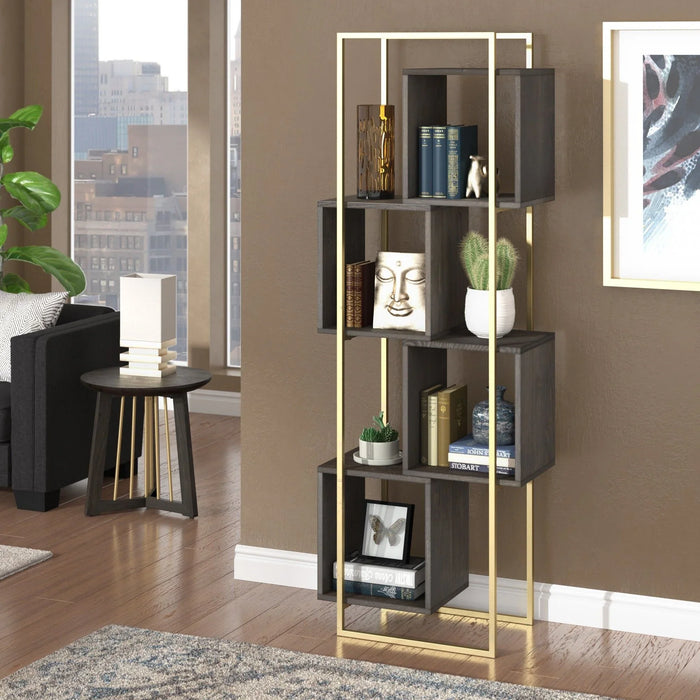Display Unit - Steel - MDF - Gold & Grey - 60x30x180 cm - Cataloug