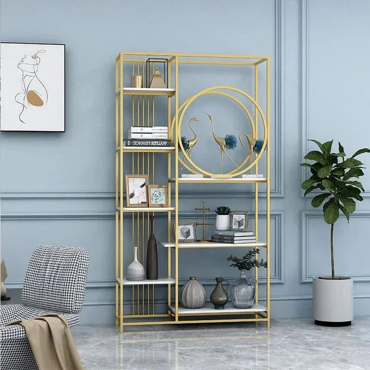 Display Unit - Steel - MDF - Gold & White - 100x30x200 cm - Cataloug