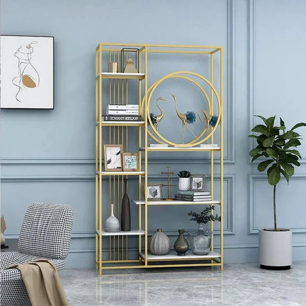 Display Unit - Steel - MDF - Gold & White - 100x30x200 cm - Cataloug