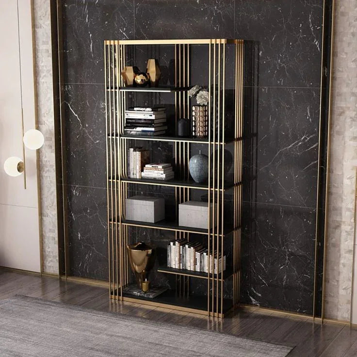Display Unit - Steel - MDF - Gold & Black - 100x30x200 cm - Cataloug