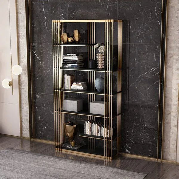 Display Unit - Steel - MDF - Gold & Black - 100x30x200 cm - Cataloug