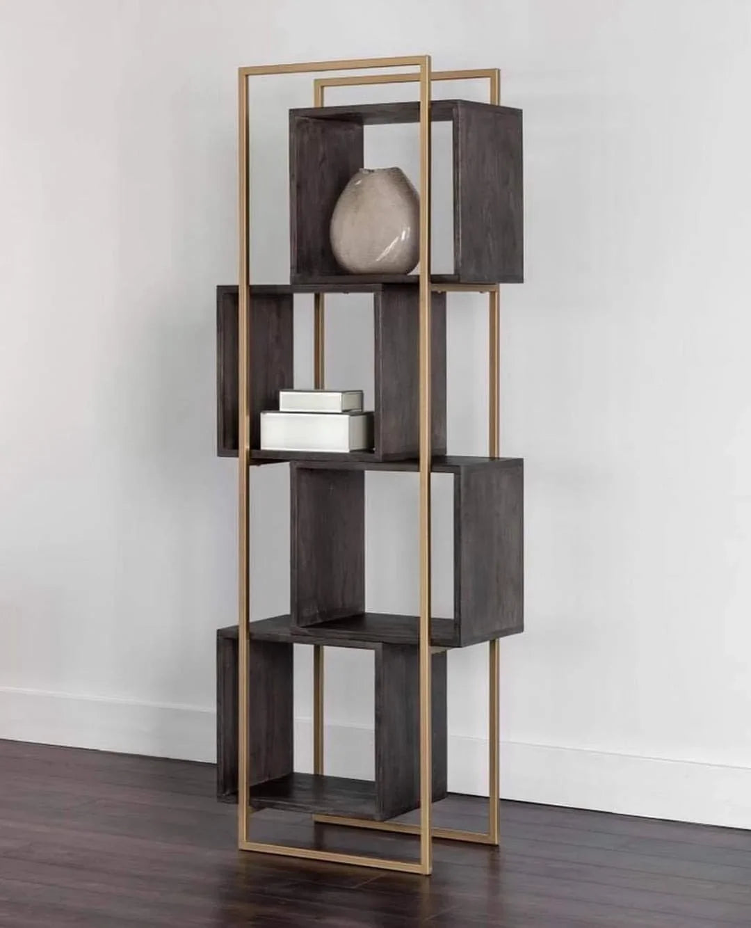 Display Unit - Steel - MDF - Gold & Grey - 80x30x180 cm - Cataloug