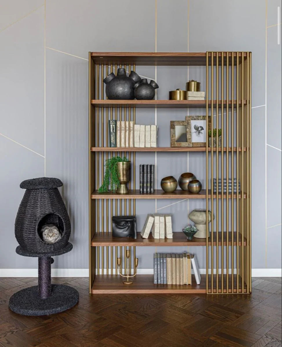 Display Unit - Steel - MDF - Gold & Brown - 180x35x120 cm - Cataloug