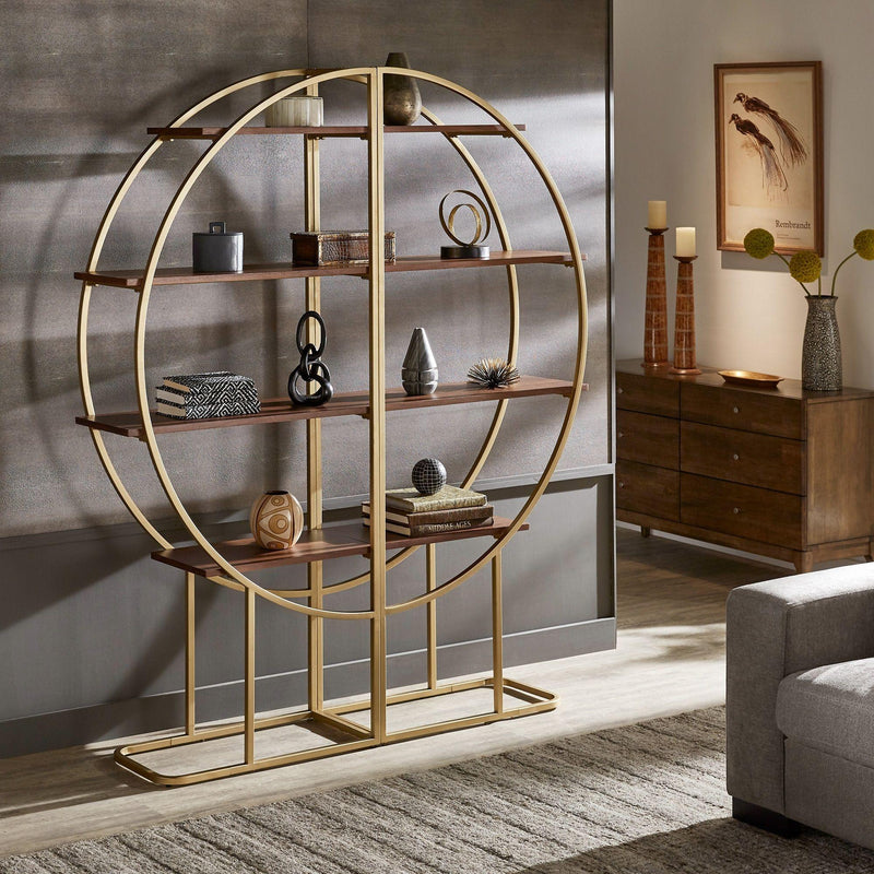 Display Unit - Steel - MDF - Gold & Brown - 120x30x180 cm - Cataloug