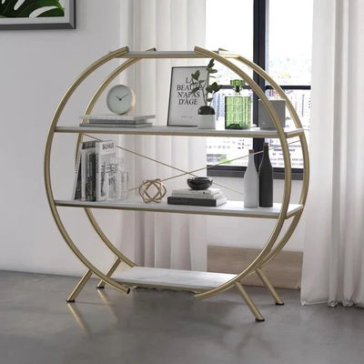Display Unit - Steel - MDF - Gold & White - 150x30x180 cm - Cataloug