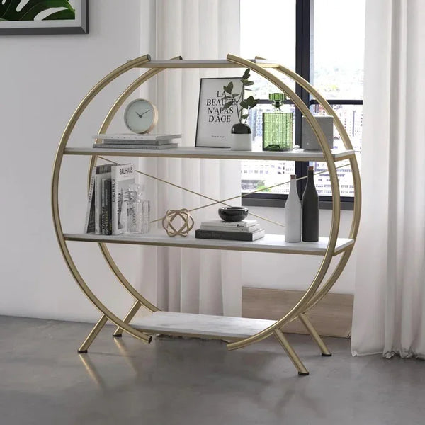 Display Unit - Steel - MDF - Gold & White - 150x30x180 cm - Cataloug