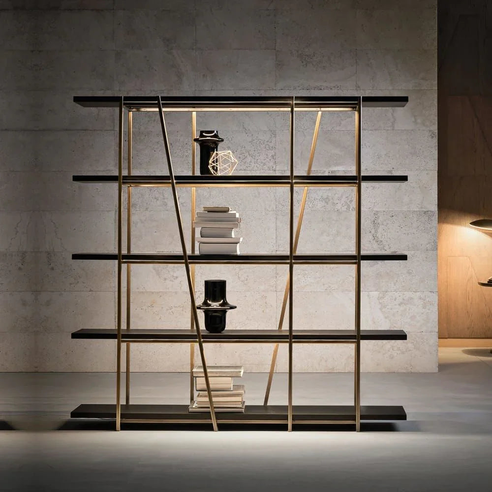 Display Unit - Steel - MDF - Gold & Black - 160x30x180 cm - Cataloug