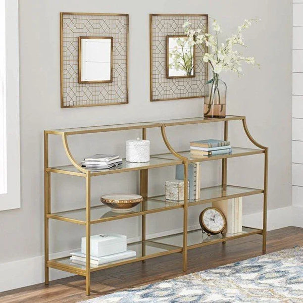 Display Unit - Steel - Glass - Gold - 160x35x120 cm - Cataloug