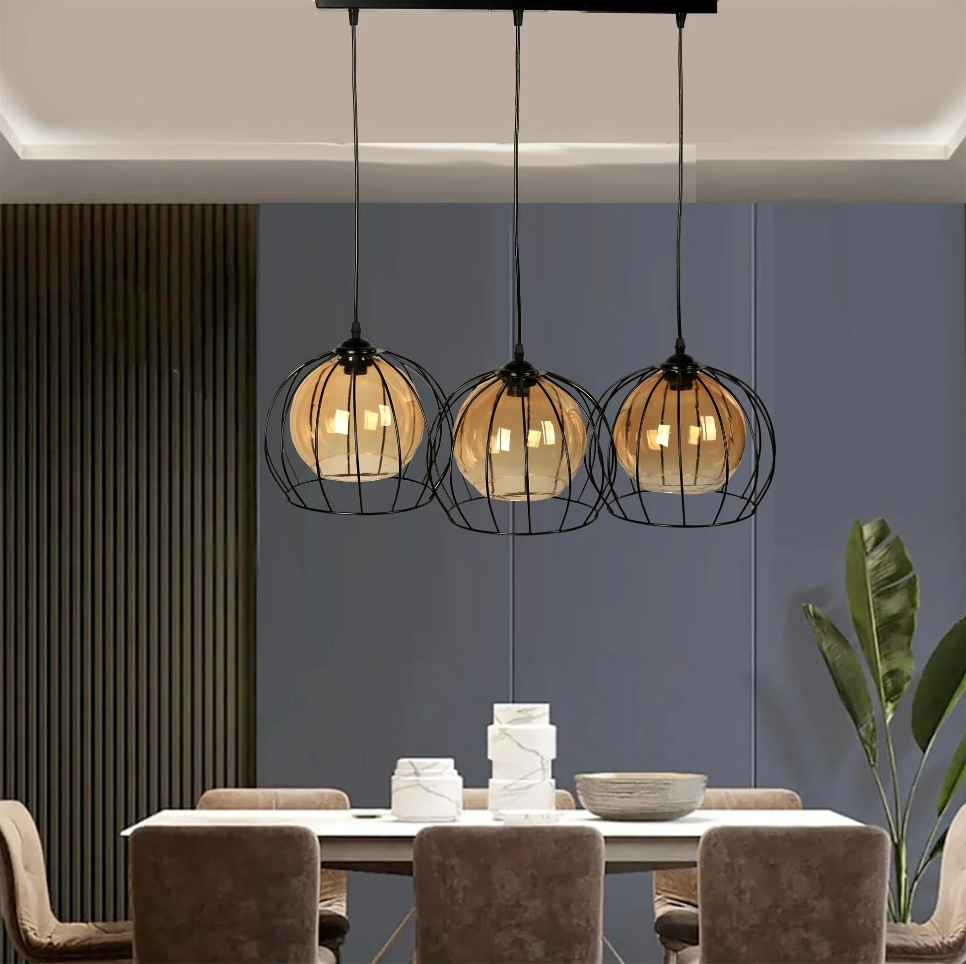 Triple ceiling lamp - Black - 52x80 cm - Cataloug