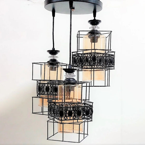 Triple ceiling lamp - Black - 30x75 cm - Cataloug