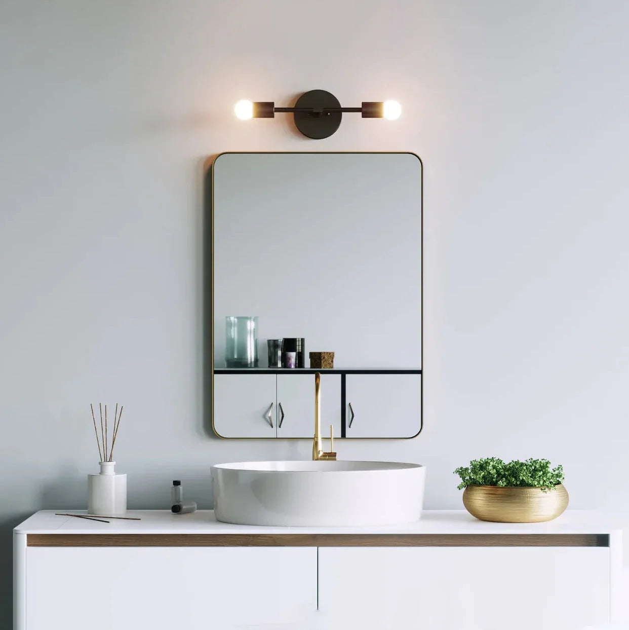 Double wall lamp - Black - 10x25 cm - Cataloug